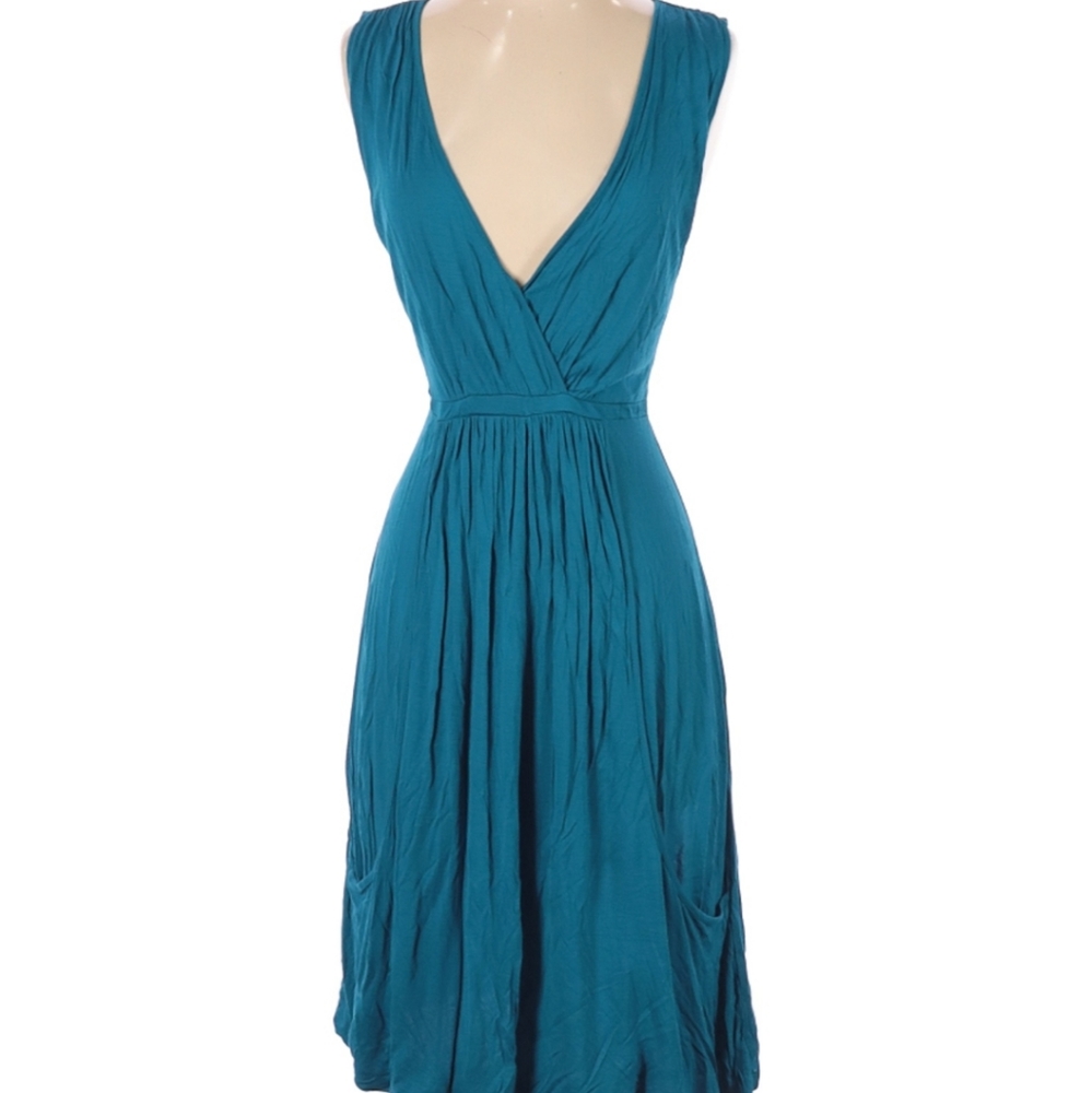 Kensie Teal Sleeveless Low Neck Dress